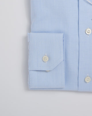 Eton Slim Light Blue Melange Semi Solid Fine Twill Shirt Light Blue 374