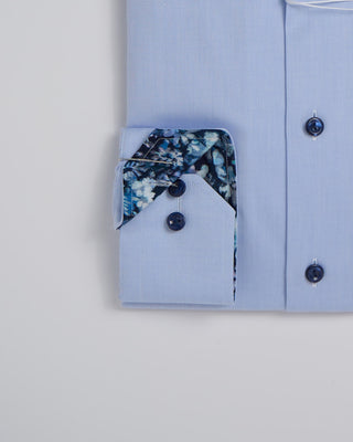 Eton Light Blue Floral Effect Twill Slim Shirt Light Blue 383
