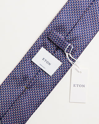 Eton Dark Blue Geometric Woven Silk Tie Navy 4 804
