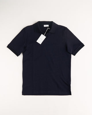 Eton Navy Blue Diamond Jaquard Polo Shirt Navy 1304