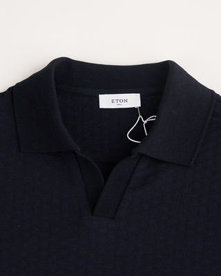 Eton Navy Blue Diamond Jaquard Polo Shirt Navy 2 1302