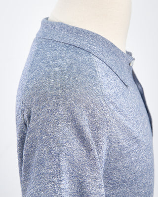 Eton Dark Blue Cotton Linen Fine Knit Polo Shirt Blue 1781485