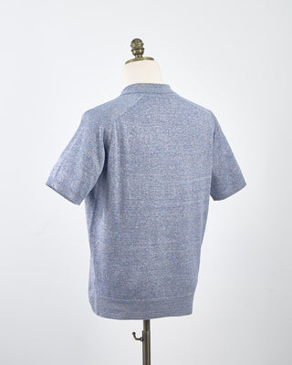 Eton Dark Blue Cotton Linen Fine Knit Polo Shirt Blue 1787520