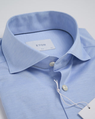 Eton Light Blue Filo Di Scozia Oxford Shirt Light Blue 370