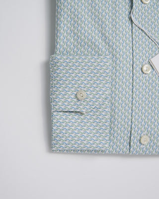 Eton Slim Light Green Parrot Print Signature Twill Shirt Light Green 362