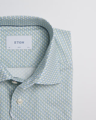 Eton Slim Light Green Parrot Print Signature Twill Shirt Light Green 364