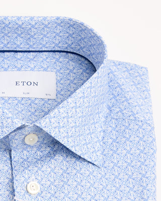 Eton Slim Light Blue Geometric Signature Twill Shirt Light Blue 1177
