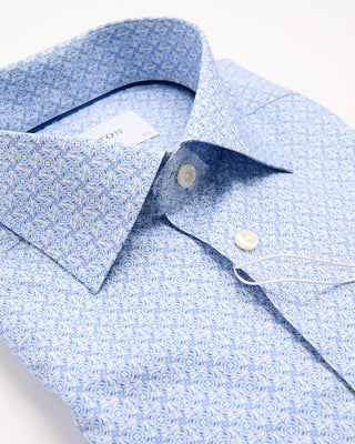 Eton Slim Light Blue Geometric Signature Twill Shirt Light Blue 1178