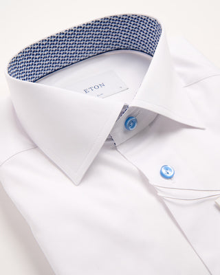 Eton Slim White Solid Signature Twill Geometric Effect Shirt White 1183