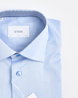 Eton Slim Light Blue Solid Signature Twill Geometric Effect Shirt Light Blue 1816