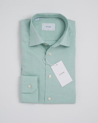 Eton Slim Mid Green Solid Wrinkle Free Oxford Green 401