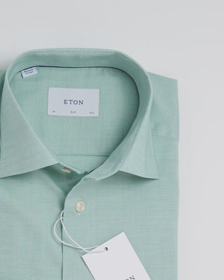 Eton Slim Mid Green Solid Wrinkle Free Oxford Green 403