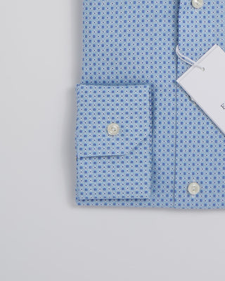 Eton Slim Light Blue Geometric Print Signature Twill Shirt Light Blue 406
