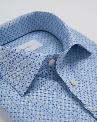 Eton Slim Light Blue Geometric Print Signature Twill Shirt Light Blue 408
