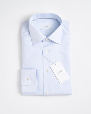 Eton Slim Light Blue Herringbone Signature Dobby Shirt Light Blue 1794