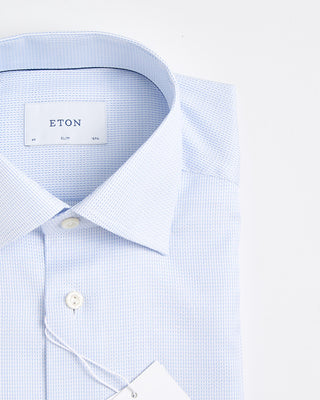 Eton Slim Light Blue Herringbone Signature Dobby Shirt Light Blue 1796