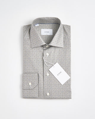 Eton Slim Sage Geometric Signature Twill Shirt Sage 1818