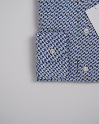 Eton Slim Blue Micro Geometric Signature Twill Shirt Light Blue 346