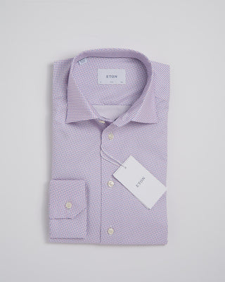 Eton Slim Pink Micro Geometric Signature Twill Shirt Pink 389