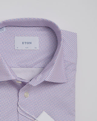 Eton Slim Pink Micro Geometric Signature Twill Shirt Pink 391