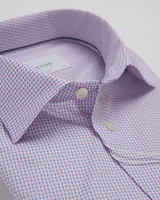 Eton Slim Pink Micro Geometric Signature Twill Shirt Pink 392
