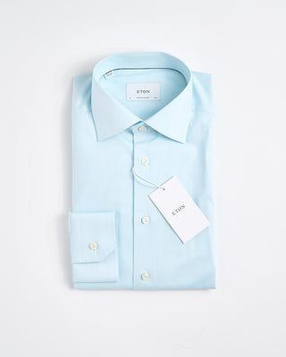 Eton Contemporary Light Green Solid Cotton Tencel™ Lyocell Shirt Light Green 1802