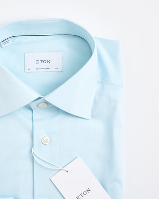 Eton Contemporary Light Green Solid Cotton Tencel™ Lyocell Shirt Light Green 1804