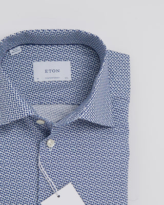 Eton Contemporary Light Blue Micro Geometric Signature Twill Shirt Light Blue 411