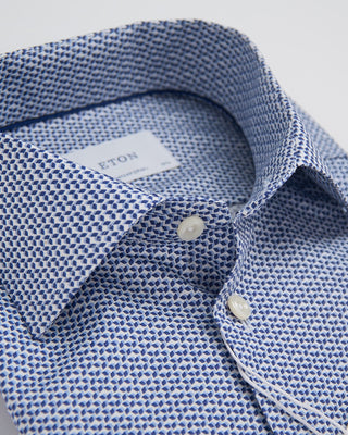 Eton Contemporary Light Blue Micro Geometric Signature Twill Shirt Light Blue 412