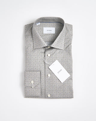 Eton Contemporary Sage Geometric Signature Twill Shirt Sage 1806