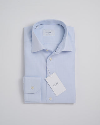 Eton Contemporary Light Blue Herringbone Signature Dobby Shirt Light Blue 385