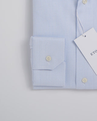 Eton Contemporary Light Blue Herringbone Signature Dobby Shirt Light Blue 386