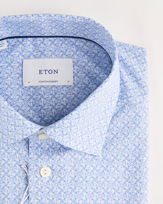Eton Contemporary Light Blue Geometric Signature Twill Shirt Light Blue 5 1241