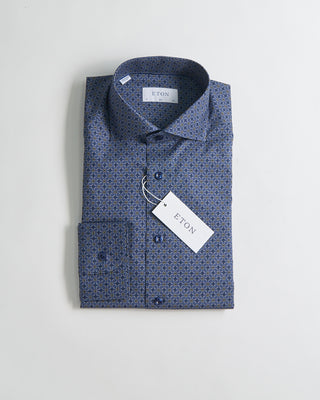 Eton Geometric Print Twill Slim Shirt Blue 2191