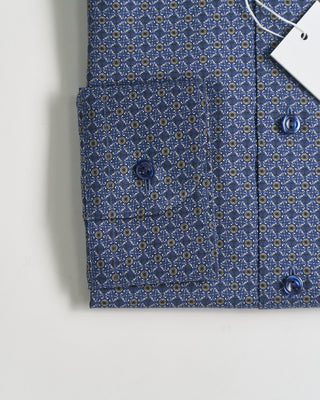 Eton Geometric Print Twill Slim Shirt Blue 2192