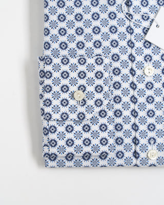 Eton Geometric Print Twill Slim Shirt Light Blue 259
