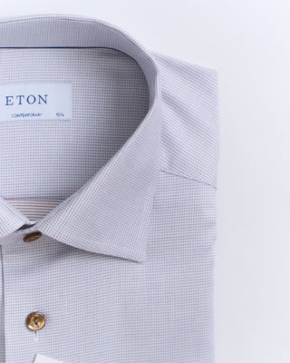 Eton Semi Solid Contemporary Shirt W Brown Buttons Beige 2672 2