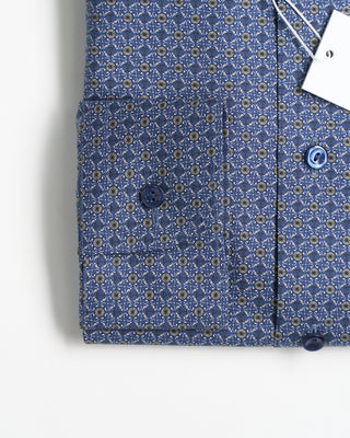 Eton Geometric Print Twill Contempoary Shirt Blue 2162