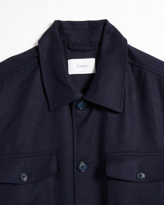 Eton Four Pocket Wool Cashmere Overshirt Navy 1 5993