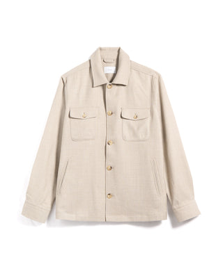 Eton Four Pocket Wool Cashmere Overshirt Stone 12 5986