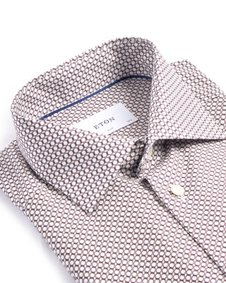 Eton Geometric Print Slim Shirt Burgundy 4090