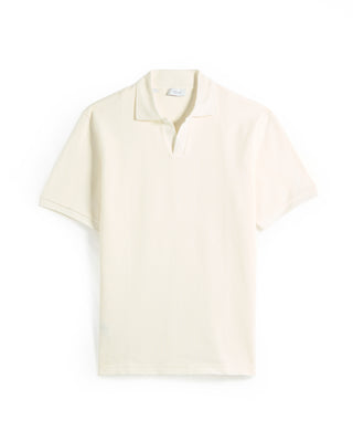 Eton Waffle Weave Johnny Collar Polo Off White 7202