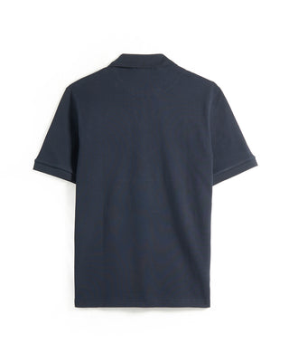 Eton Waffle Weave Johnny Collar Polo Navy 6 7236