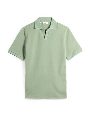 Eton Waffle Weave Johnny Collar Polo Sage 4 7235