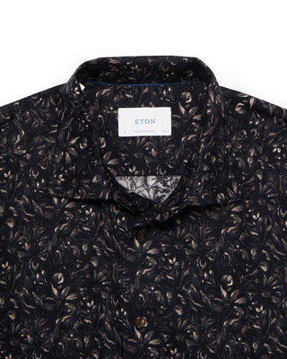 Eton Floral Twill Contemporary Shirt Navy 1 4759