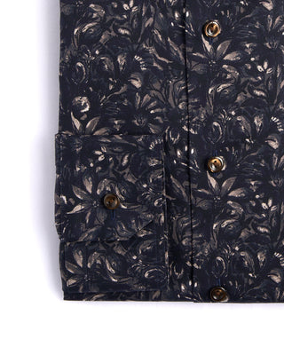 Eton Floral Twill Contemporary Shirt Navy 2 4224