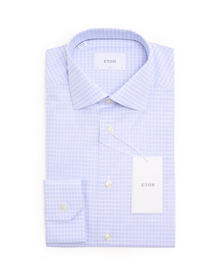 Eton Check Fine Twill Slim Shirt Mauve 8470
