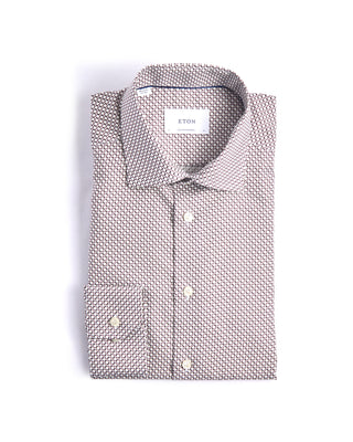 Eton Geometric Print Contemporary Shirt Burgundy 212 4222
