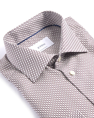 Eton Geometric Print Contemporary Shirt Burgundy 4083