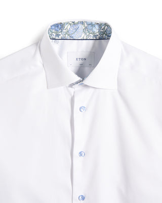 Eton Floral Effect Signature Twill Slim Shirt White 2 9651